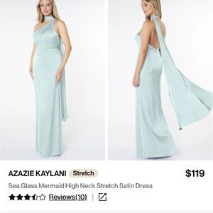 NEW AZAZIE Sea Glass Kaylani Stretch Satin Dress A2